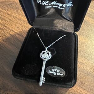 NEW R.H. & CO. Diamond Accent 10K Gold & Silver Key Pendant Necklace